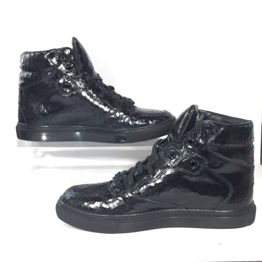 Balenciaga Craquelé High Top Patent Leather Sneakers 37 6.5 Crackled Designer - Picture 7 of 8